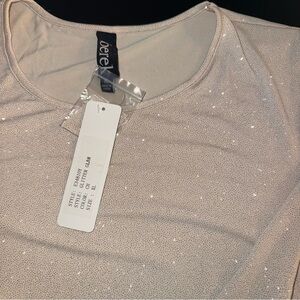 Berek Women's Shimmering Glitter champagne Long Sleeve Top